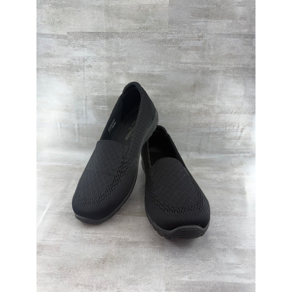 Skechers Women 158861W Black Mesh Slip On Air Cooled Memory Foam Wide Fit Sz 8.5